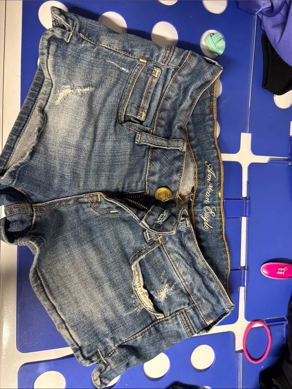American Eagle Outfitters Distressed Blue Denim Jean Shorts